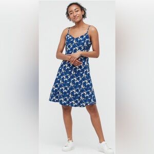 Cassie Byrnes X Uniqlo Blue White Floral Sleeveless Cami Slip Dress XS Romantic